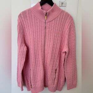 NWOT Lauren Ralph Lauren Pink Cable Knit Sweater with Gold Zipper 3XL